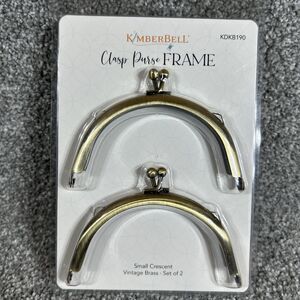 Two Metal Bag Making Curved Crescent Purse Frames Kiss Lock Clasp Vintage Brass